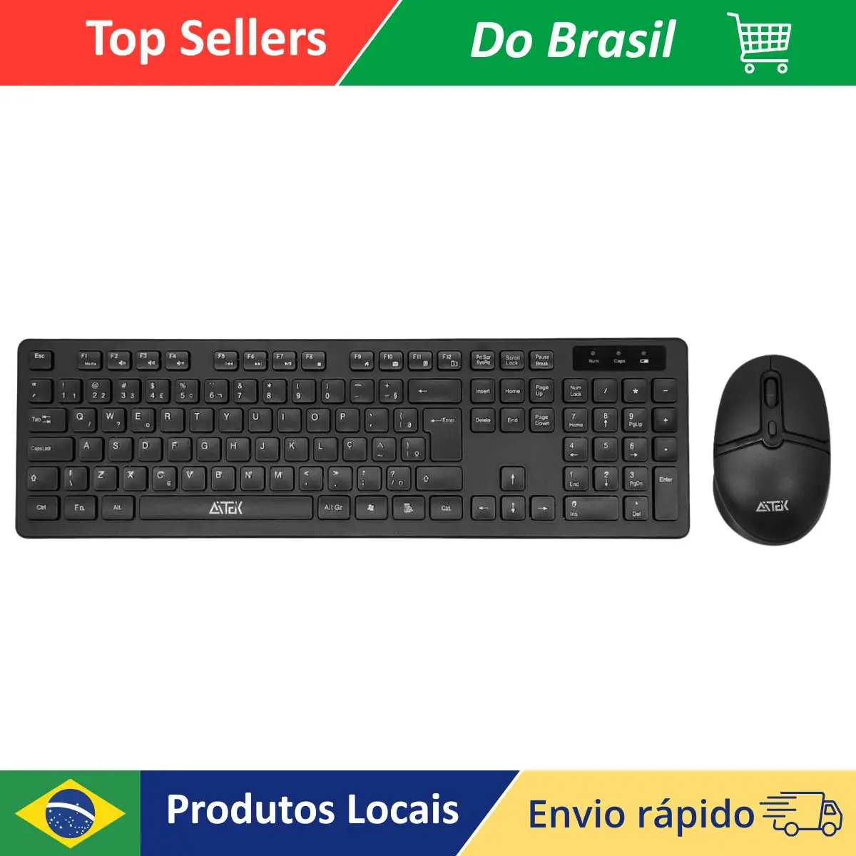 Kit Teclado e Mouse Sem Fio Aitek AKT-W111 Preto Conforto, Precisão e Liberdade de Movimento
