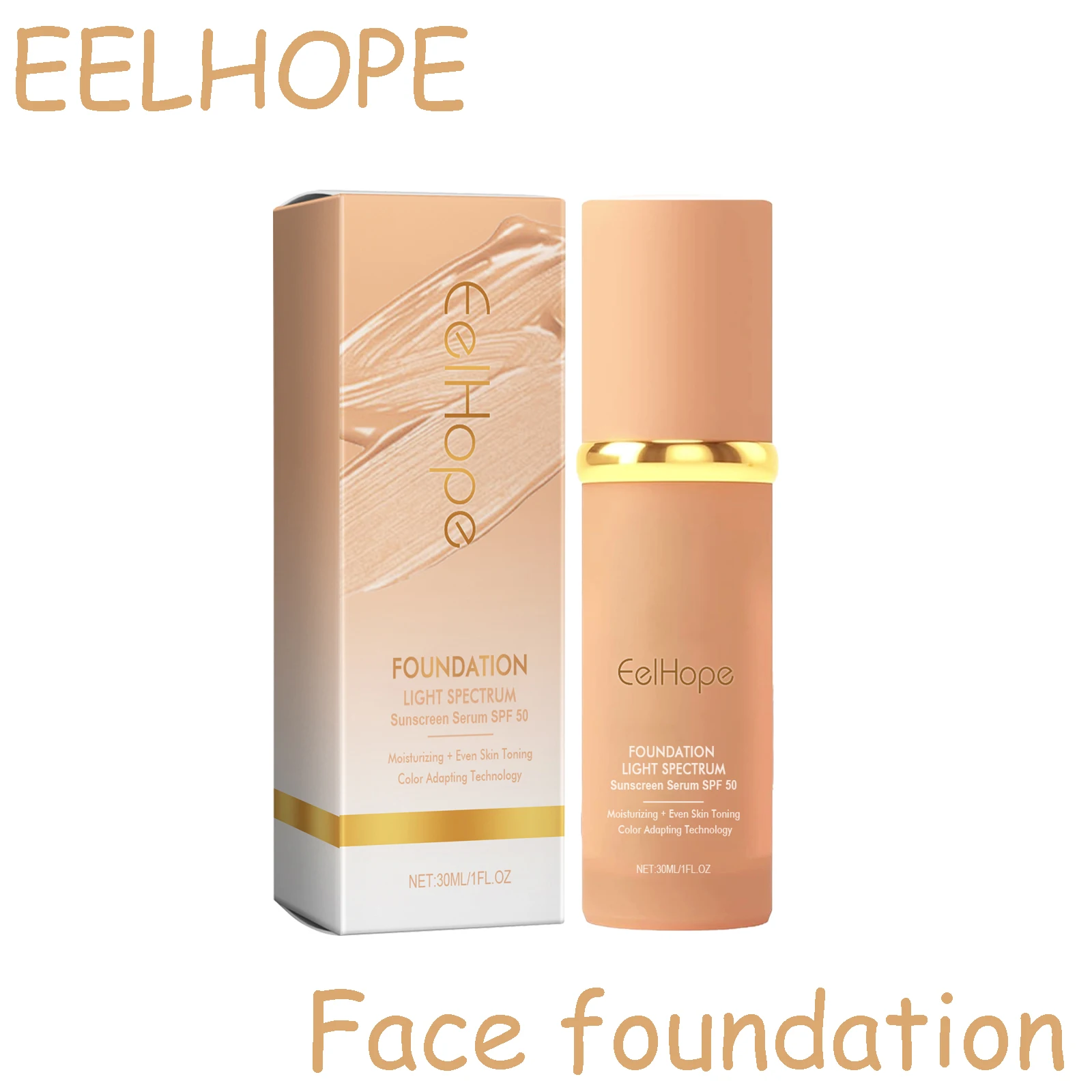 EELHOPE-base Facial con textura ligera líquida, corrector perfecto, tono de piel brillante, base Facial hidratante no pegajosa