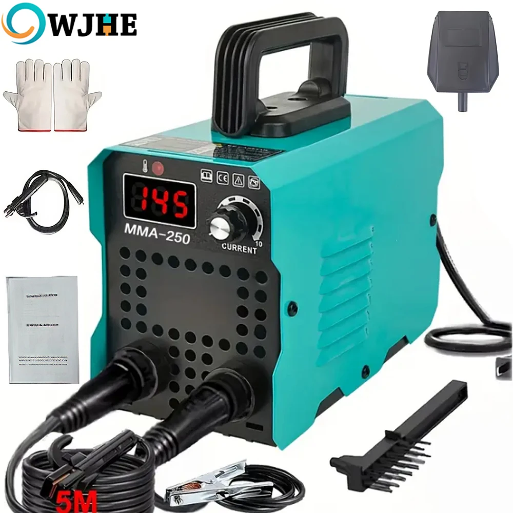 Máquina de Soldar Portátil OWJHE MMA-250, Soldador Eléctrico de Arco Inverter, Corriente Ajustable, Compacta, 220V, Enchufe Europeo