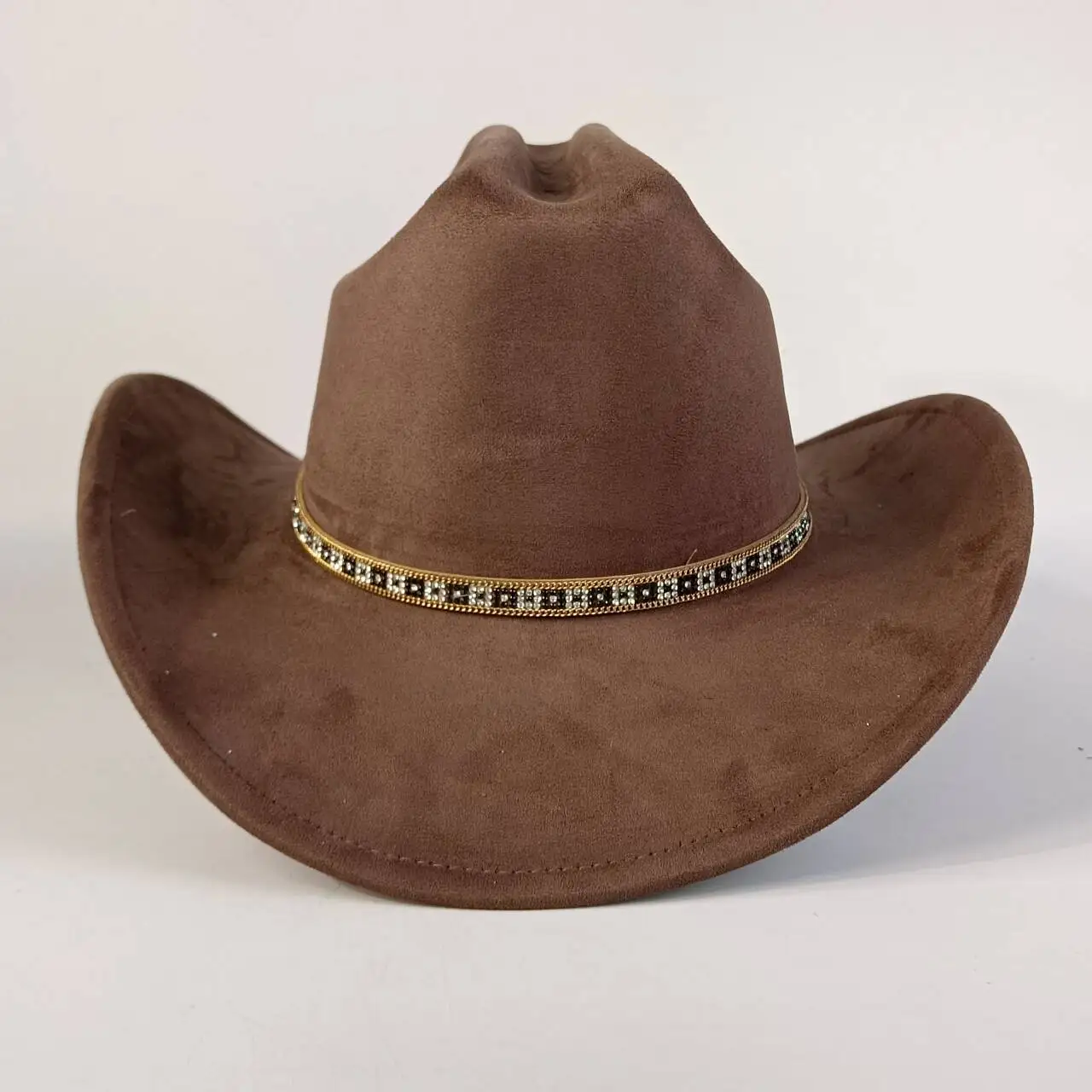 Western Premium Wildleder-Cowboyhut Stilvoller Fedora-Hut aus Wildleder für Damen und Herren Perfekt für festliche Outdoor-Aktivitäten – Detail 25