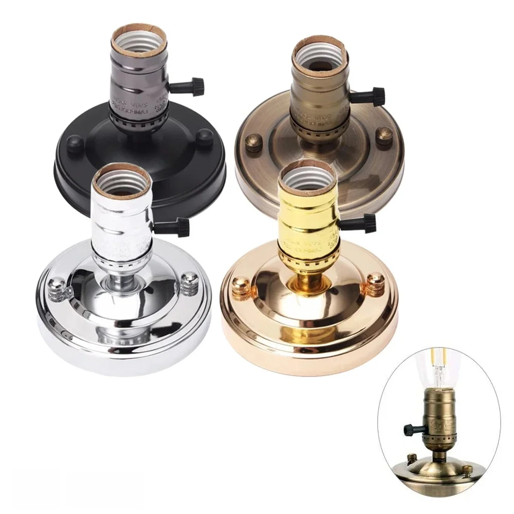 Podstawa lampy E27 E26 galwanizacja aluminium Vintage Retro antyczne Edison śruba sufitowa lampa gniazdo żarówki uchwyt z przełącznikiem — 2