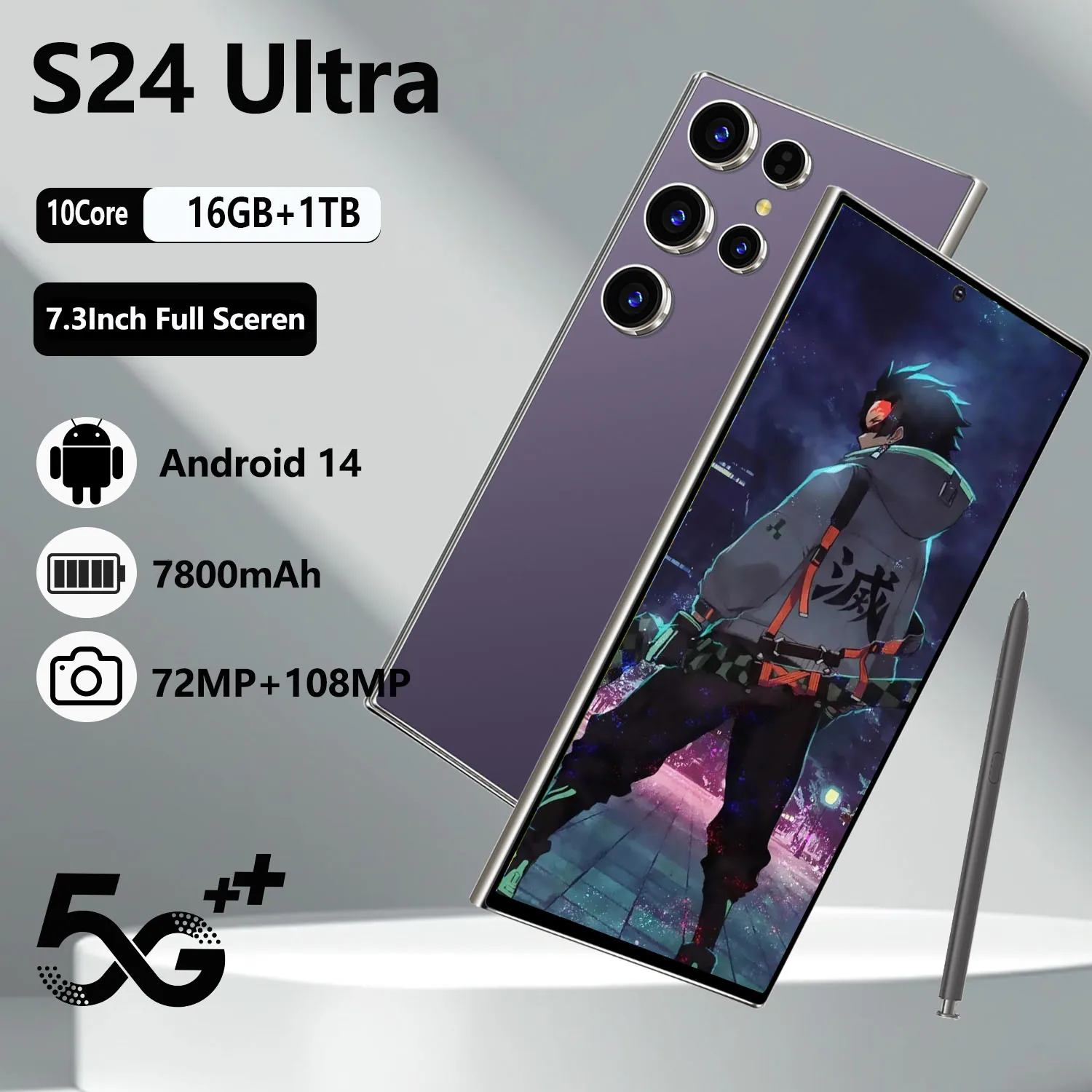 

New Mobile phones S24 Ultra smartphone 5G Global version 16G+1T 7.3'' HD+ Android 14 7800mAh 4G/5G Networks 108MP Camera