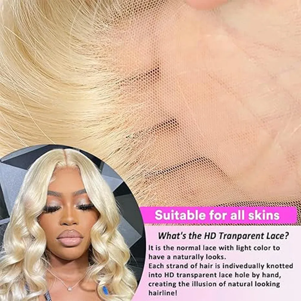 613 Blonde Body Wave 13x4 HD Transparent Lace Frontal Human Hair Wigs 30 40 Inch Colored Lace Front Wigs Brazilian For Women