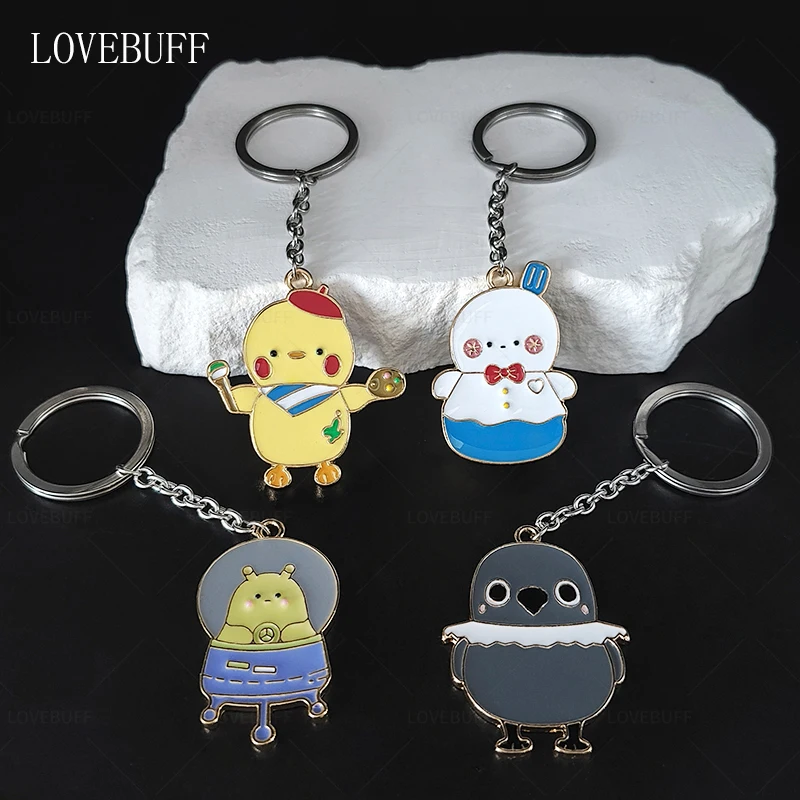 LOVEBUFF love and Deepspace Artsy Bird Happy Snowman Grumpy Crow Galaxy Kid Keychain 4pc Set