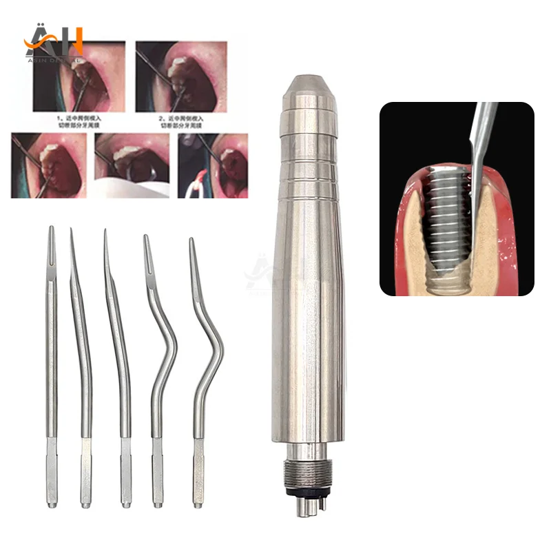 

Dental Tooth Extraction Surgery Instruments Turbine Pneumatic Elevator Set Tools with 5 Tips for Clinic Dentistry Elevator Tools