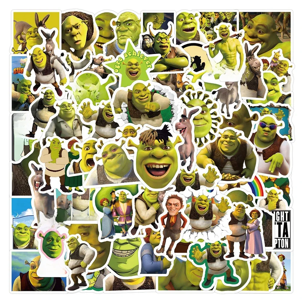 Autocollants de film Monster Shrek, graffiti, jouets, PVC, étanche, ordinateur portable, valise, JECartoon, décalcomanies, décoration, cadeaux, 10 pièces, 30 pièces, 50 pièces, 120 pièces