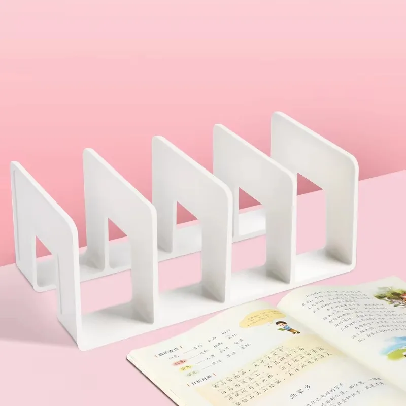 Transparent Acrylic L-Type Bookend Four-Shelf Desktop File Storage Display Bookshelf Office Organizational Tool for Home Use