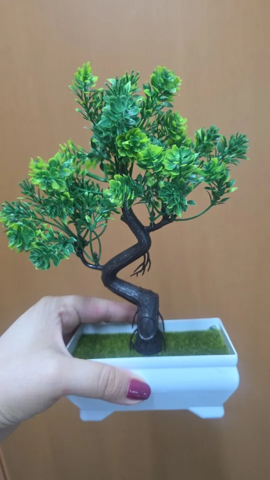 Garden Arrangement Ornaments Plastic Plants Bonsai Small Tree Pot Fake Plant Potted Flower Home Room Table Decoration photo review