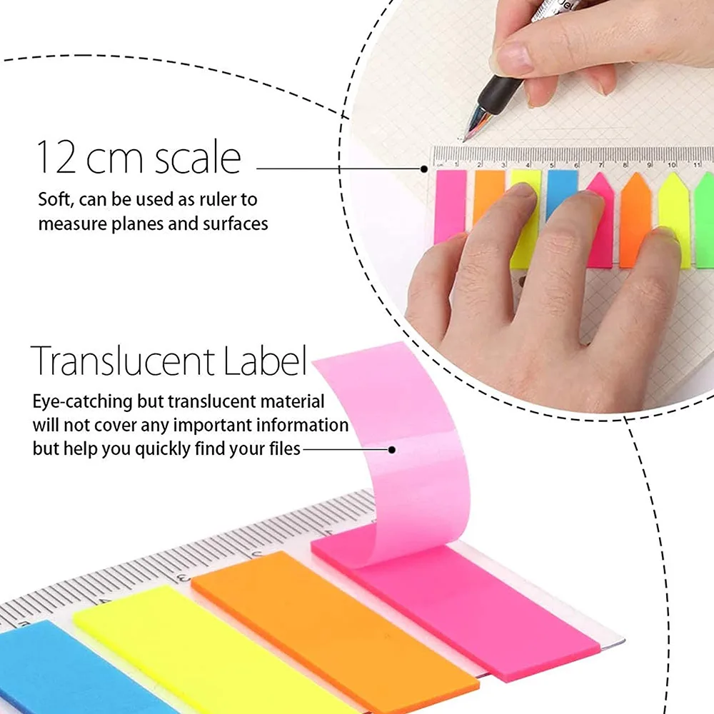 200 Sheets Bookmarks Stickers Clear Sticky Notes Fluorescent Small Index Tabs Flags To Do List Planners School Office Stationery