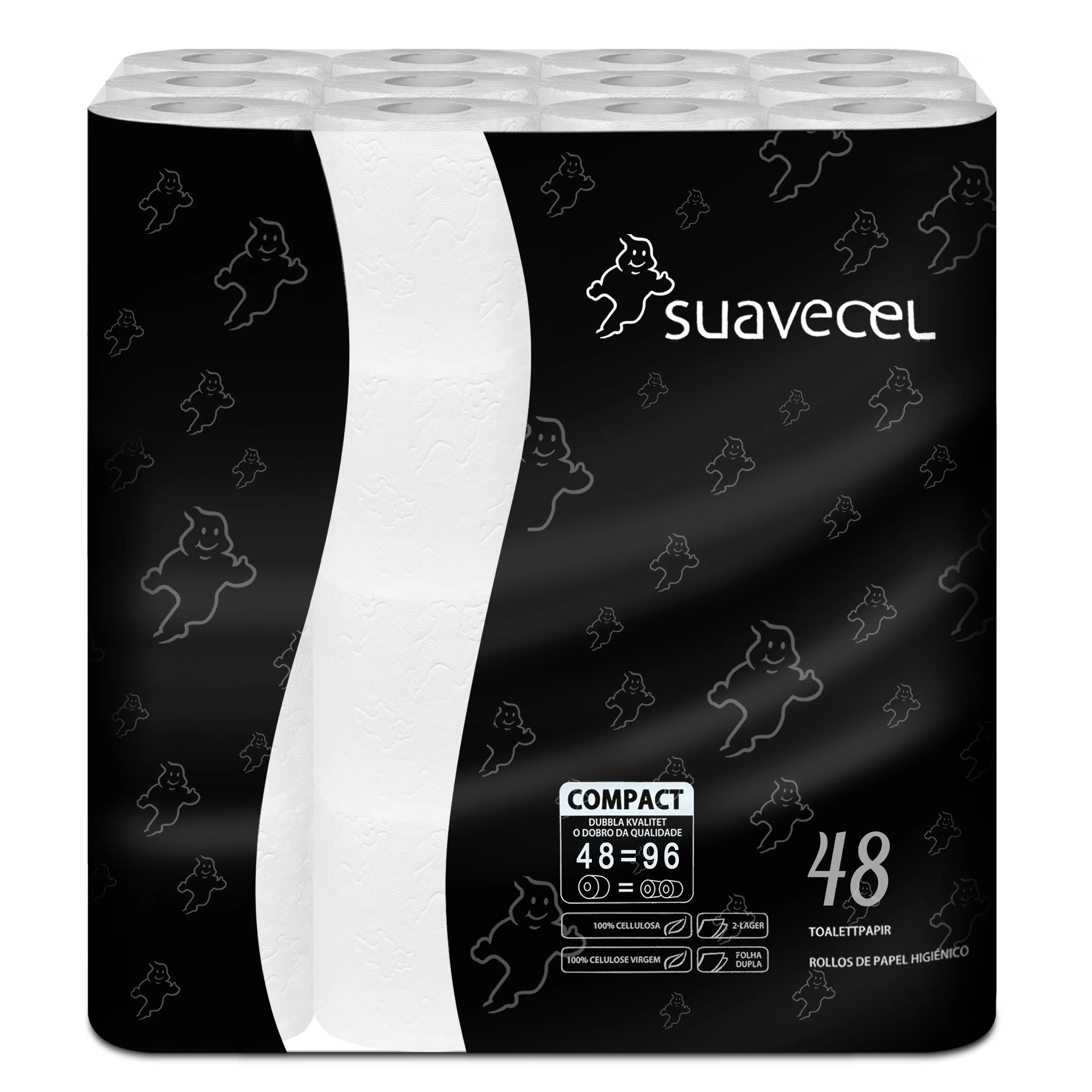 Papel Higiénico Compacto Doble Capa - 48 Rollos - papel Higiénico Duradero, Suave y Sostenible