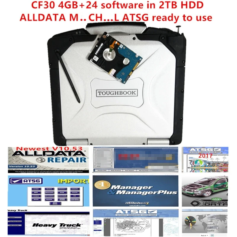 alldata softwar mi.ch software Atsg 2017 installed well cf30 laptop ready to use auto alldata 10.53 ATSG 24 software in 2TB hdd