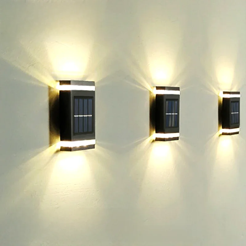 6/8/10/12 LED lampe murale à énergie solaire lumière extérieure étanche haut et bas éclairage jardin cour décoration lumières du soleil extérieures