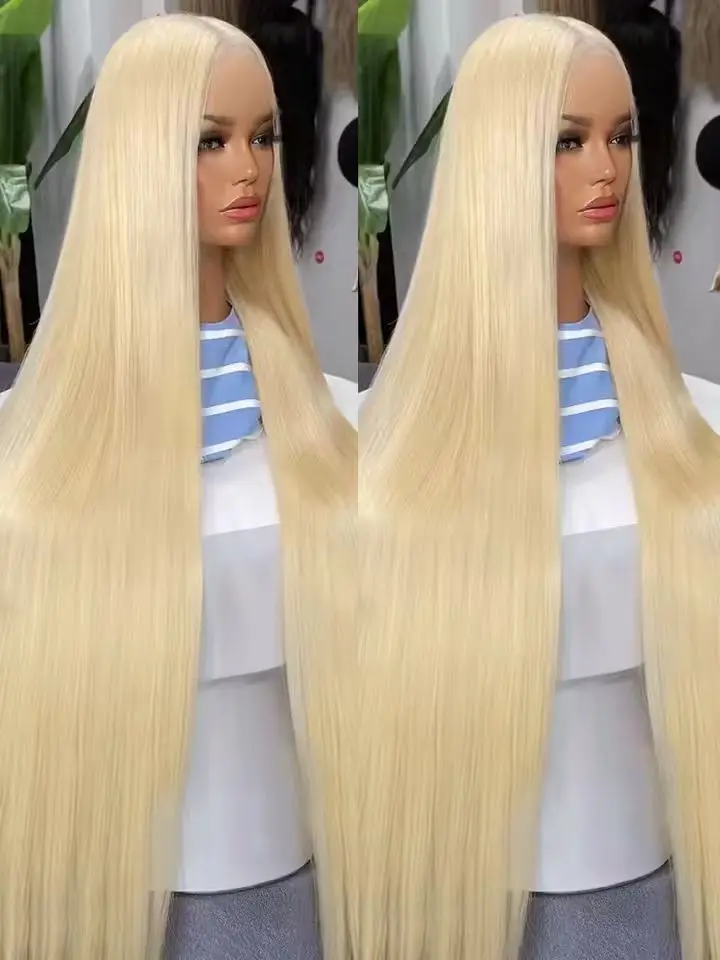 34 Polegada 200 densidade 613 em linha reta hd peruca frontal do laço 13x4 loira perucas dianteiras do laço brasileiro em linha reta peruca de cabelo humano para mulher