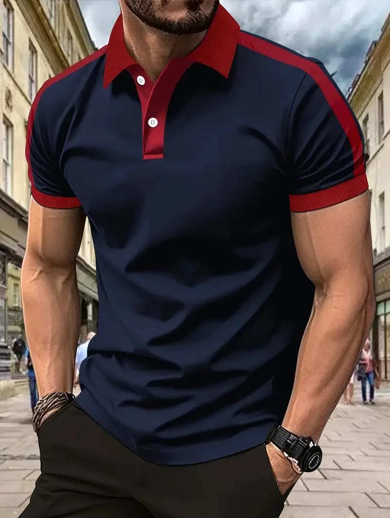 POLO de manga corta con solapa para hombre a la moda de verano para hombre, POLO de negocios transpirable y cómodo