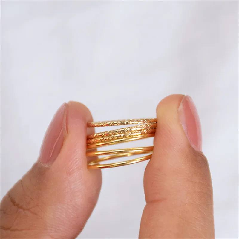 14K złoty wypełniony niezbędny pierścionek do łączenia 1.5MM grubość Knuckle pierścień złote Boho biżuteria minimalizm układanie pierścień Boho dla kobiet