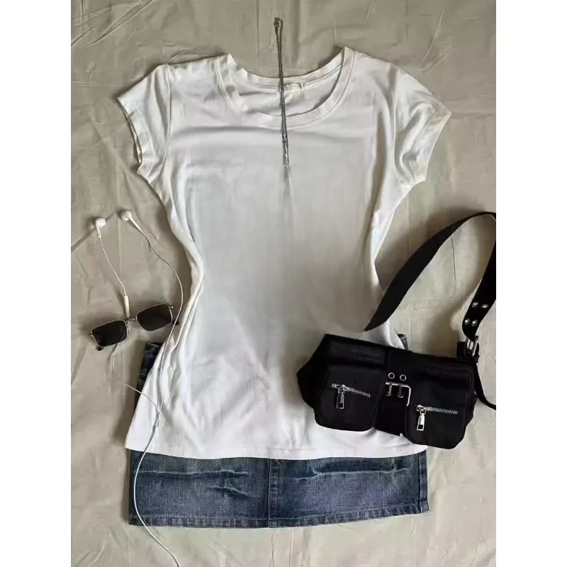 Odzież damska Y2K Subculture Punk Vintage Topy z krótkim rękawem Number Letter Print T-shirt Slim Sexy Summer 2024 Punk Goth Tees — zdjęcie 2