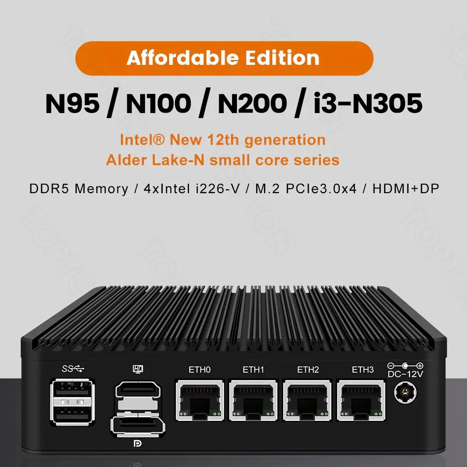 

2023 New 2.5G Soft Router 12Th Gen Alder Lake i3 N305 N200 N100 4x Intel i226 Nics Fanless Mini PC Firewall Appliance VPN Server