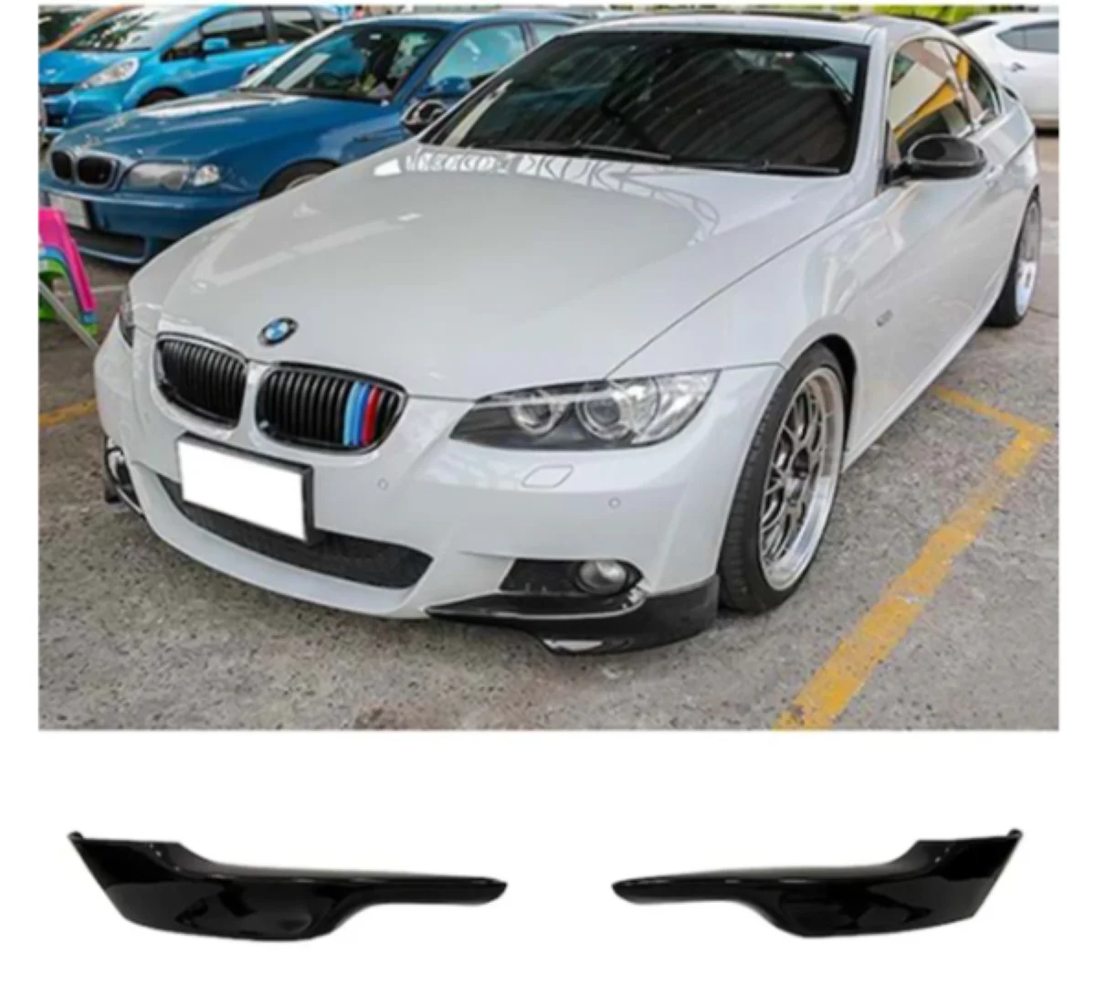 For Bmw E92 3 Series M Performance Front Flap Bumper Set Piano Black 2007 - 2009  L+R Piano Black First Quality