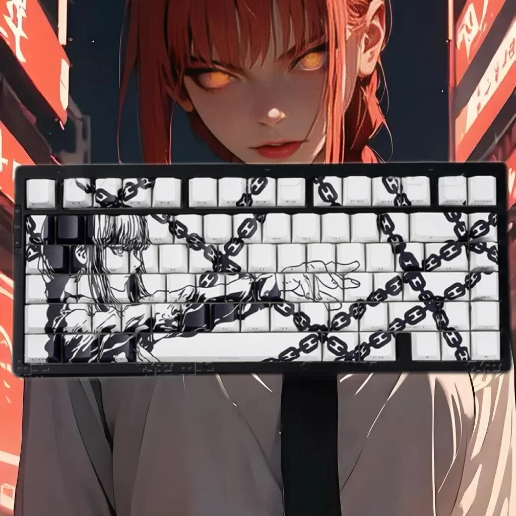 129 Klawiszy Białe Makima Anime Keycapy Półprzezroczyste Klawisze PBT Keycap Chreey Keycaps Barwione Sublimacyjnie Nakładki na Klawisze Mechaniczne do Klawiatur 64/68/71/108 — zdjęcie produktu 7