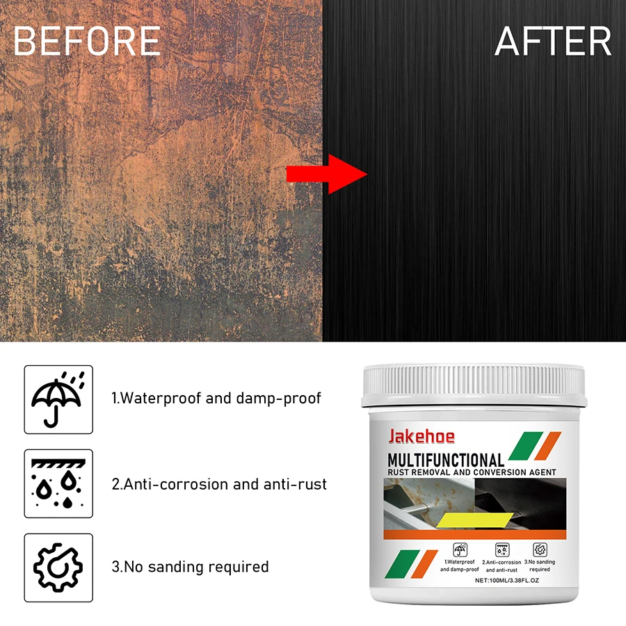 Black Rust Converter Paint Metal Rust Remover Anti-Rust Primer for Car Chassis Iron Roof Fence Weatherproof Coating with Brush