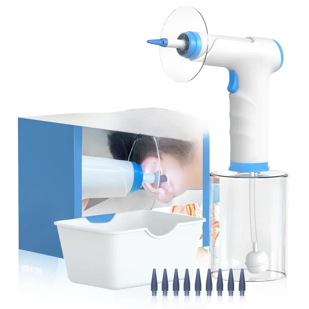 Outil électrique d'élimination du cérumen, Kit de chasse d'oreille à 4 modes de pression avec nettoyeur d'oreille, soins de santé pour adultes et enfants, Kits de lavage du canal auditif