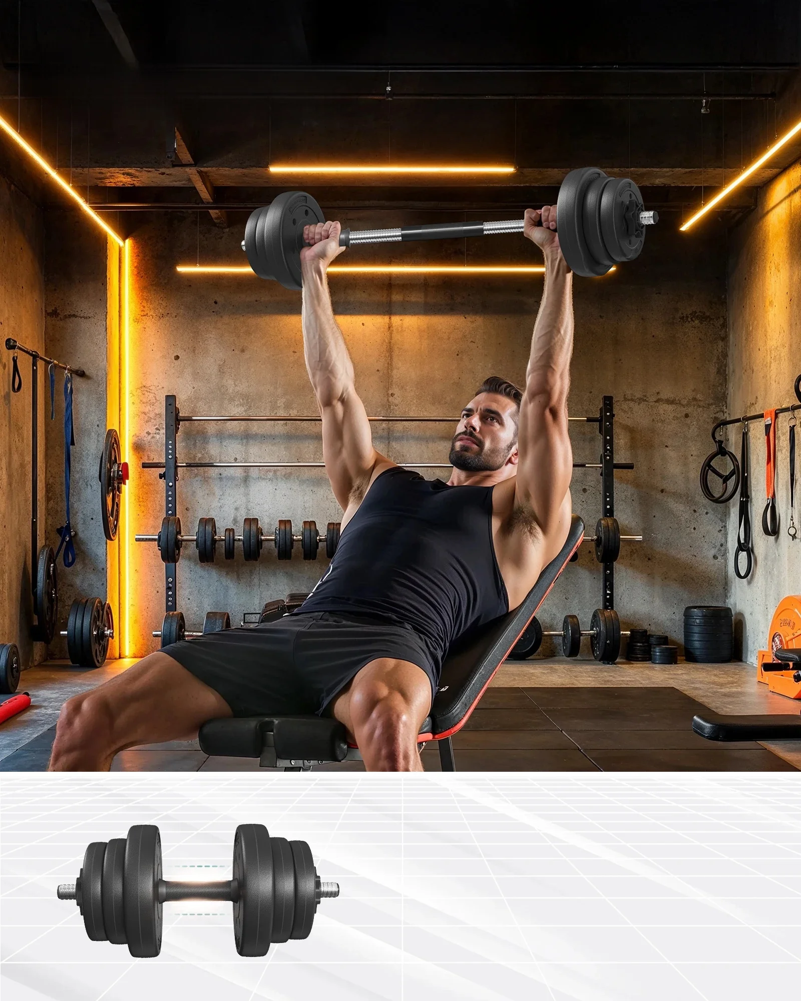 Songmics 2-In-1 Dumbbell 2X10Kg Dumbbell Set Voor Thuis, 1 Paar - afbeelding 2