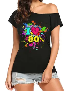 80年代女裝套裝,露肩T卹,新奇霓虹上衣,適合角色扮演 8 最佳銷售 霓虹上衣 - №2