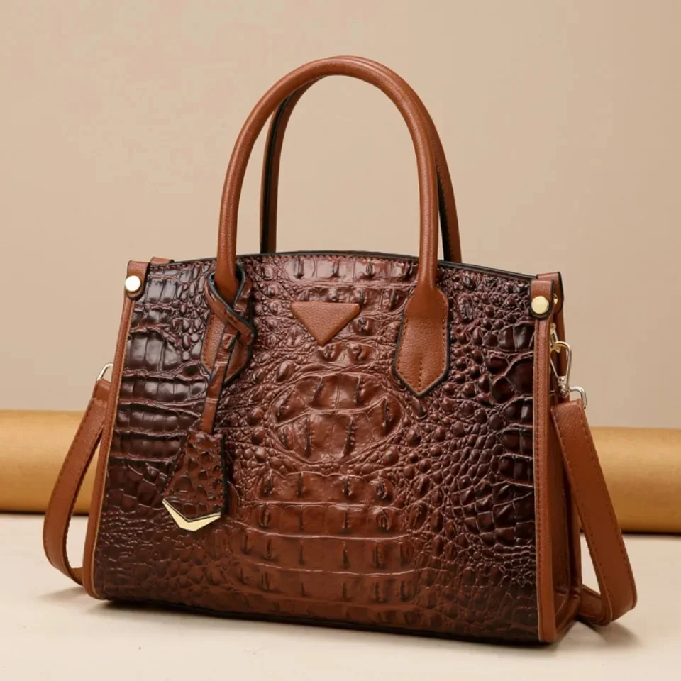 Damska duża torba z górnym uchwytem Vintage krokodyl designerska torba na ramię wysokiej jakości skórzana torba na ramię Messenger podmiejska Sac A Main — zdjęcie 2