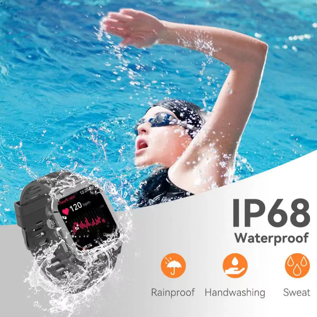 Apex Fit Sport S06 Smartwatch 1.91 ''Tela de toque completa BT Chamada Rastreador de fitness ao ar livre Relógio inteligente com IP68 à prova d'água