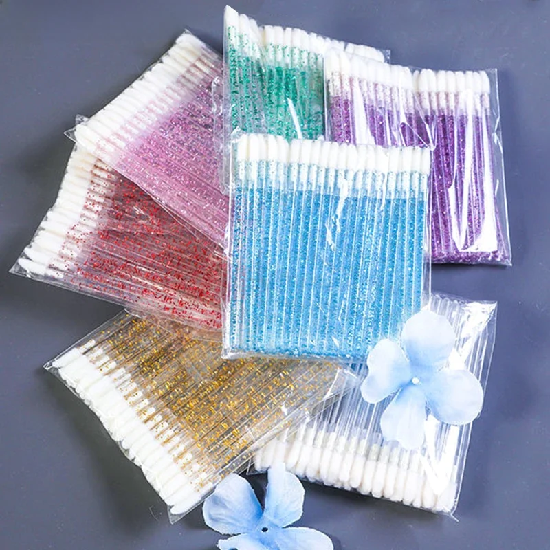 Okaylash jetable paillettes brillant à lèvres brosse Extension de cils brosses de nettoyage cristal rouge à lèvres applicateurs nettoyant outils de maquillage