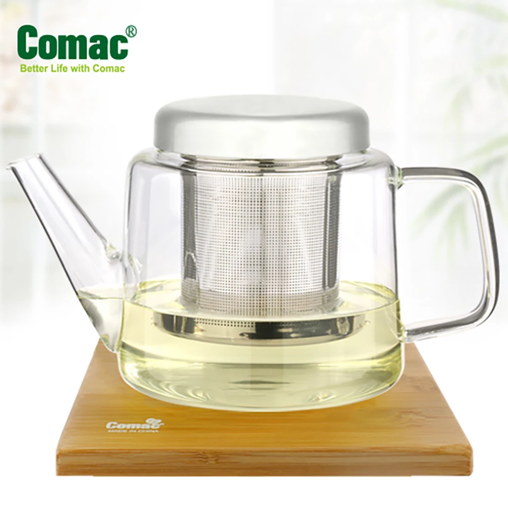 Comac Glass Tea Pot 600ml with Stainless Steel Filter T12 Tea Goods Tea Pot