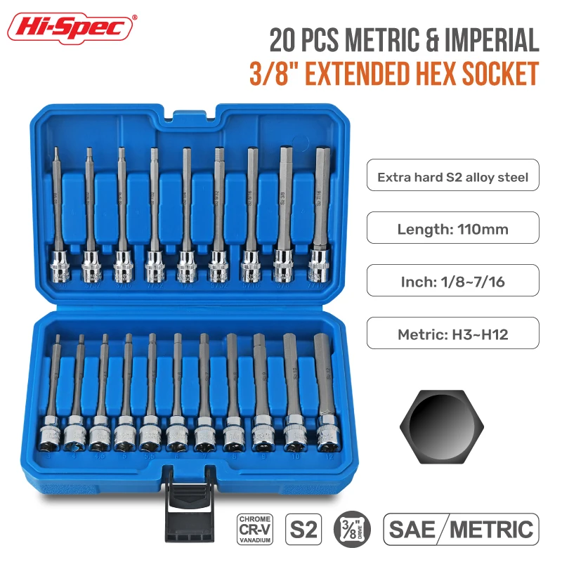 Hi-Spec 25/34/60PCS E Type Socket Tool Set Broken Nut Bolt Extractor Sleeve Tool Broken Wire Extractor