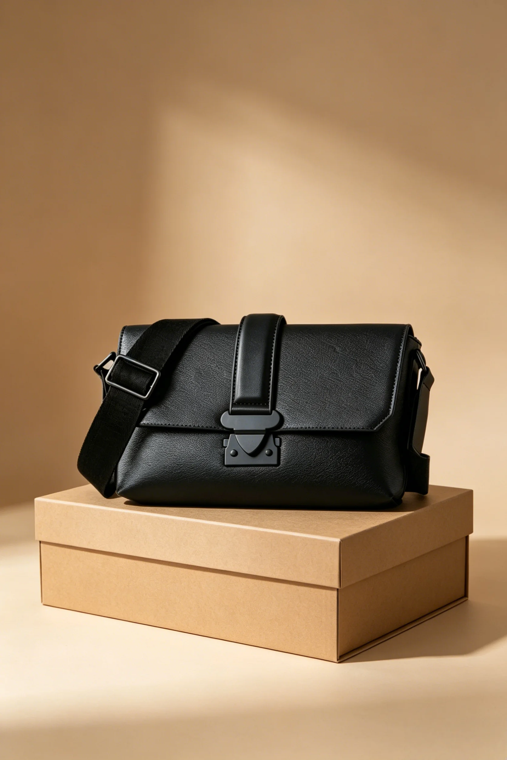 

2026 Fashion New Women's Bag 28X16X10CM Portable Black PU Briefcase with Shoulder Strap Crossbody Bag Without Box
