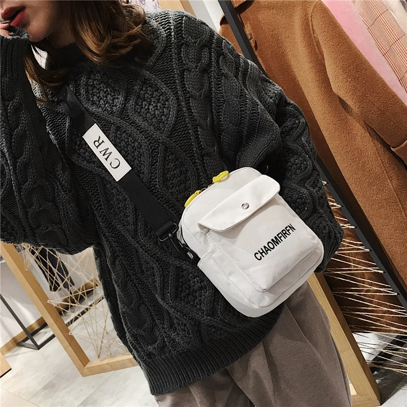 Yellow One Shoulder Crossbody Bag Casual Fashion Women Canvas Letter Bag