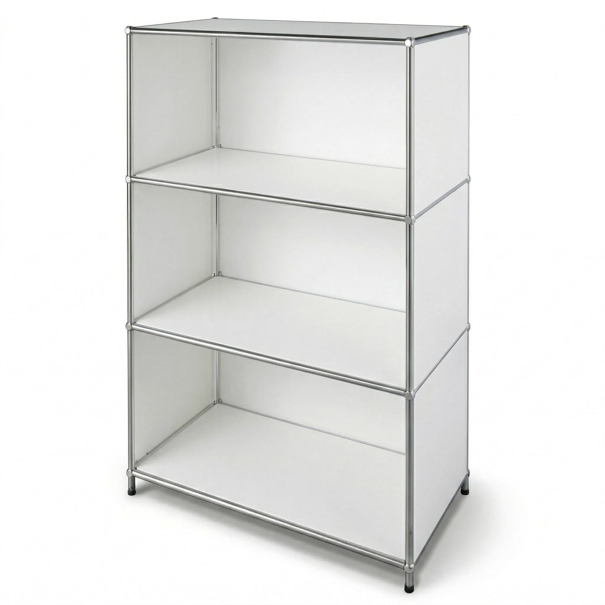 Metallregal Standregal mit 4 Ablagen | Modernes Bücherregal Aufbewahrungsregal mit Seitenwänden | Büroregal Küchenregal Badregal für Wohnzimmer Schlafzimmer | Concept Epure MK-101