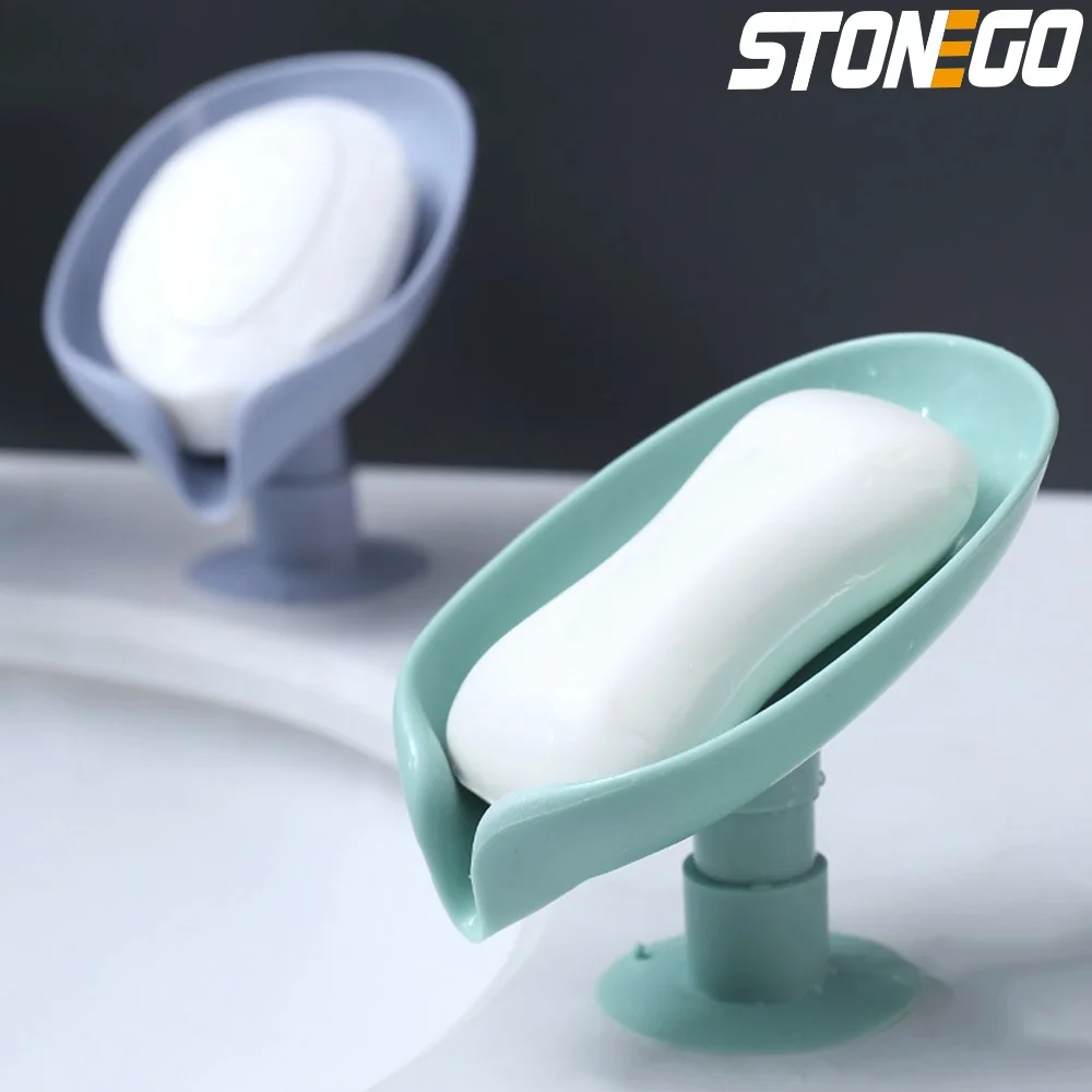 JJYY Leaf Shape Soap Box Drain Soap Holder Box Bathroom Accessories Toilet Laundry Soap Box Bathroom Supplies Tray Gadgets