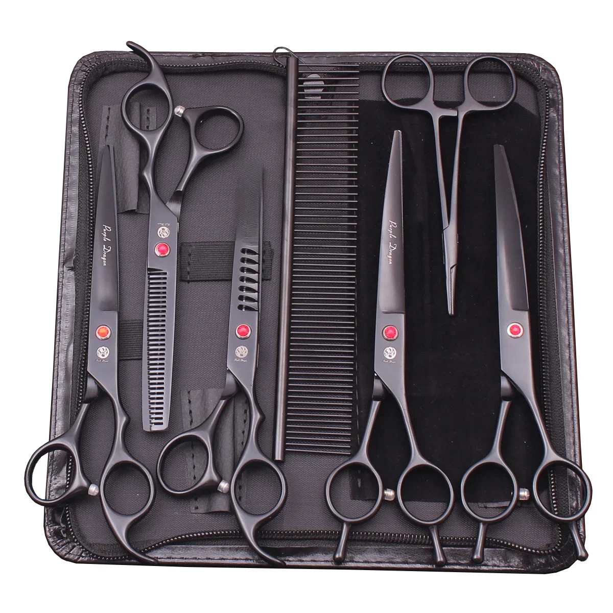 Paarse Draak Hond Grooming Schaar Kit 7 "6.5" Roestvrij Huisdier Gebogen Schaar Dunner Schaar Rechte Schaar Chunker Z3002 - afbeelding 2