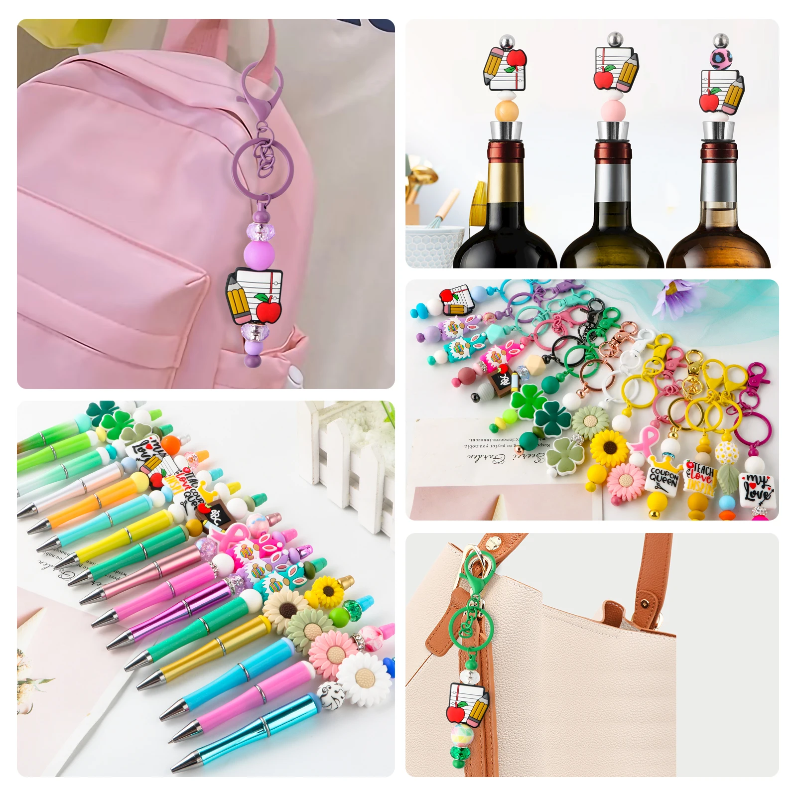 Silicone Focal Beads Teacher Series Silicone Beads Set DIY Beadable Pen Bracelet Necklace For Jewelry Handmade Accessories