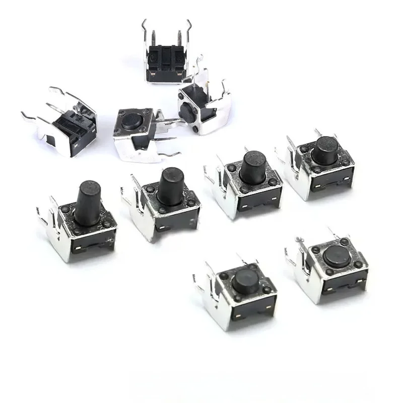 10 sztuk 6x6 PCB chwilowy dotykowy takt przycisk 4-Pin przełącznik samoresetujący kątowy z stentem 6*6*4.3/4.5/5/6/7/7.5/8/9/10mm — zdjęcie 2