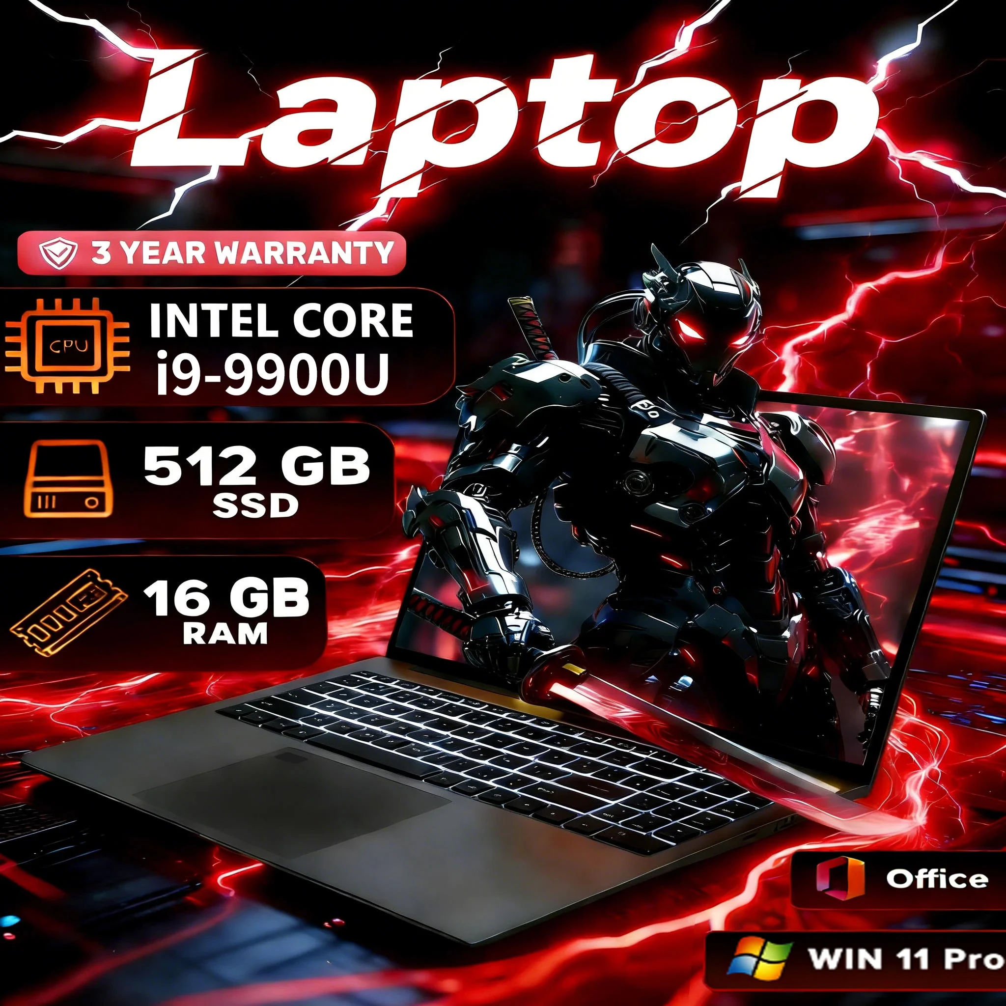 Ordinateur portable Windows 11 Intel Core i9-9900U 15,6 pouces, 16 Go de RAM, SSD 1 To, ordinateur portable de bureau, déverrouillage par empreinte digitale