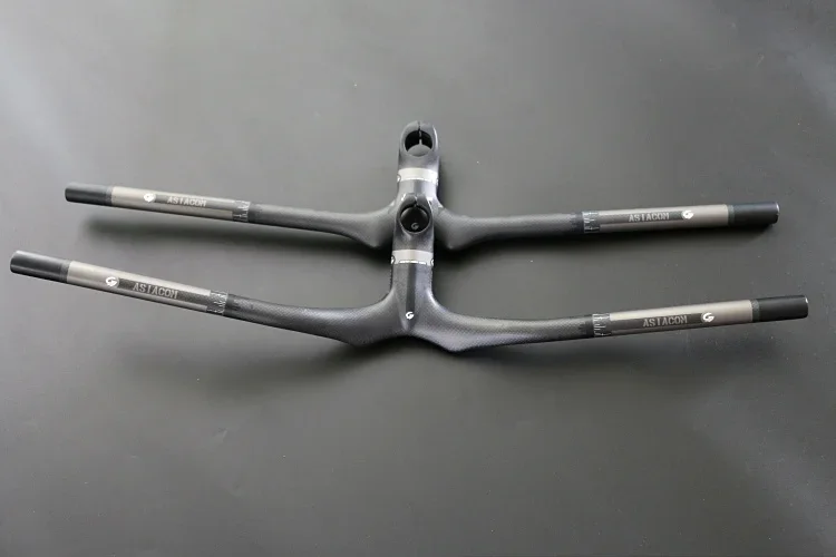 AliExpress Newest gray ASIACOM Mountain bicycle matt 3K full carbon fibre flat rise bike handlebar and stem integratived carbon MTB parts