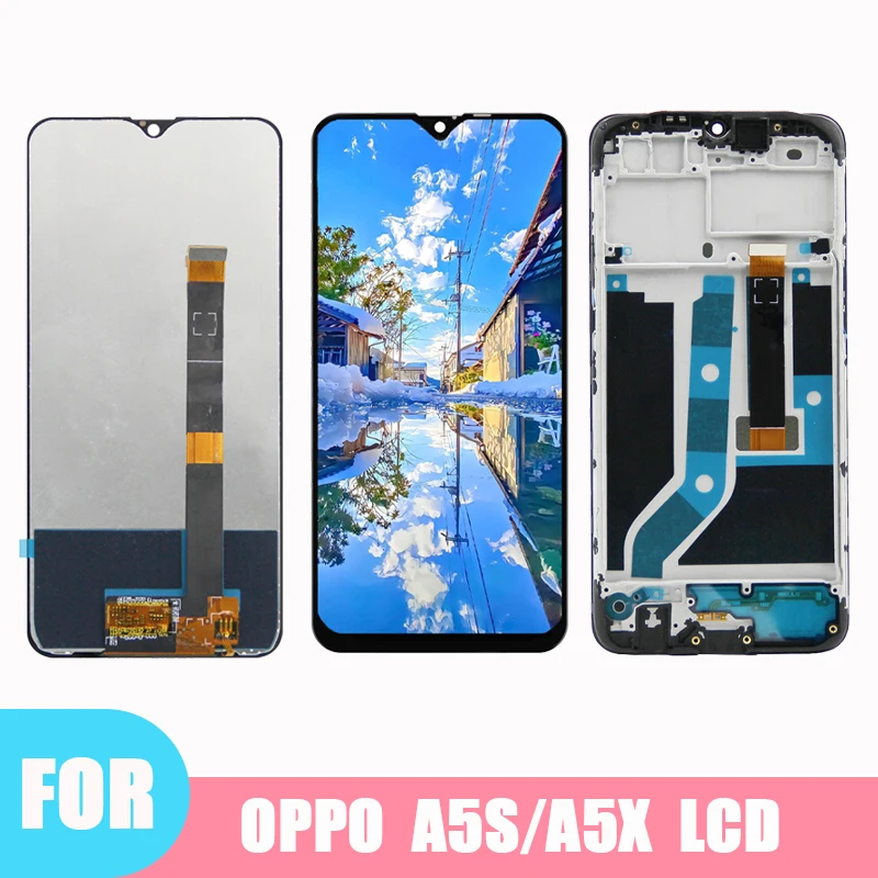 OPPO A5S CPH1909 AX5S CPH1920 LCD 디스플레이 터치 스크린 디지타이저 어셈블리 교체, 프레임 포함, 테스트 완료 6.2 인치