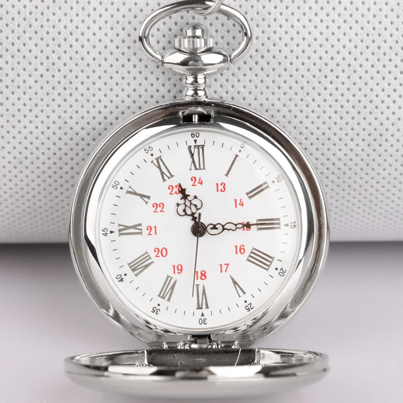 Classic Roman Digital White Dial Quartz Pocket Watches Necklace Pendant Mens Women Fashion Casual Fob Chain Watches