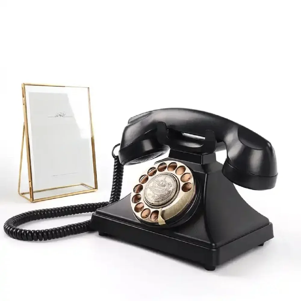 Premium Audio Guest Book Telefone | Estilo Vintage e Retro Audio Guestbook | Telefone rotativo preto