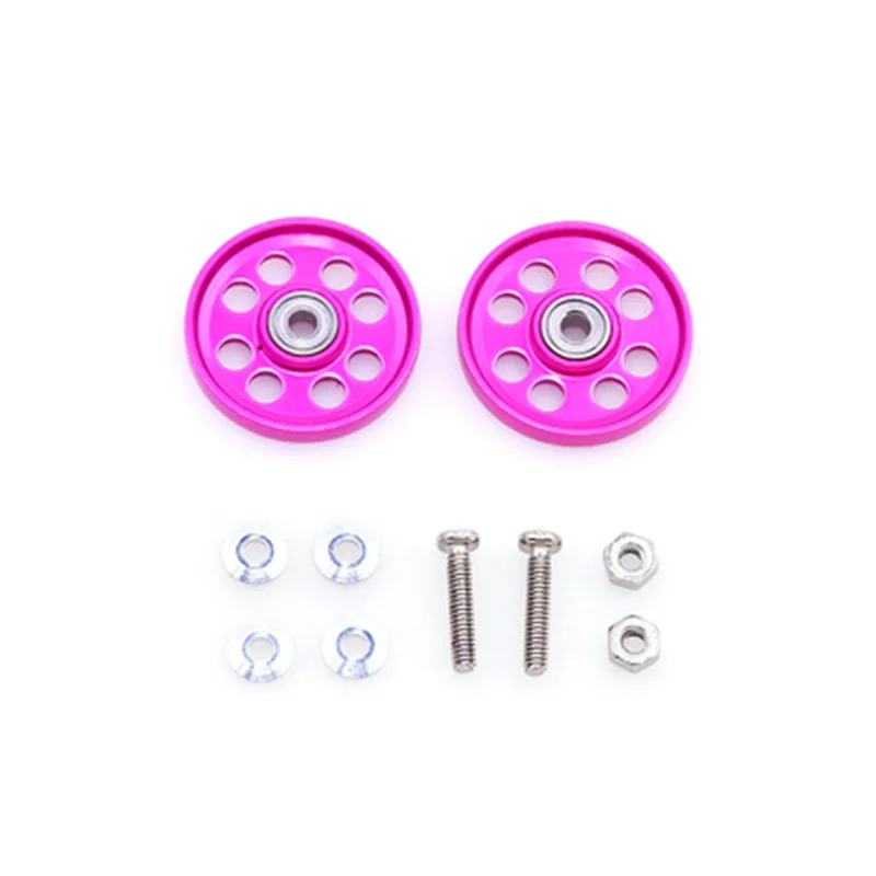 RFDTYGR  Light Strong Aluminum 17mm Rollers Self-made Parts For Tamiya Mini 4WD Colored Aluminum Guide -Wheel   95563  4Sets/lot