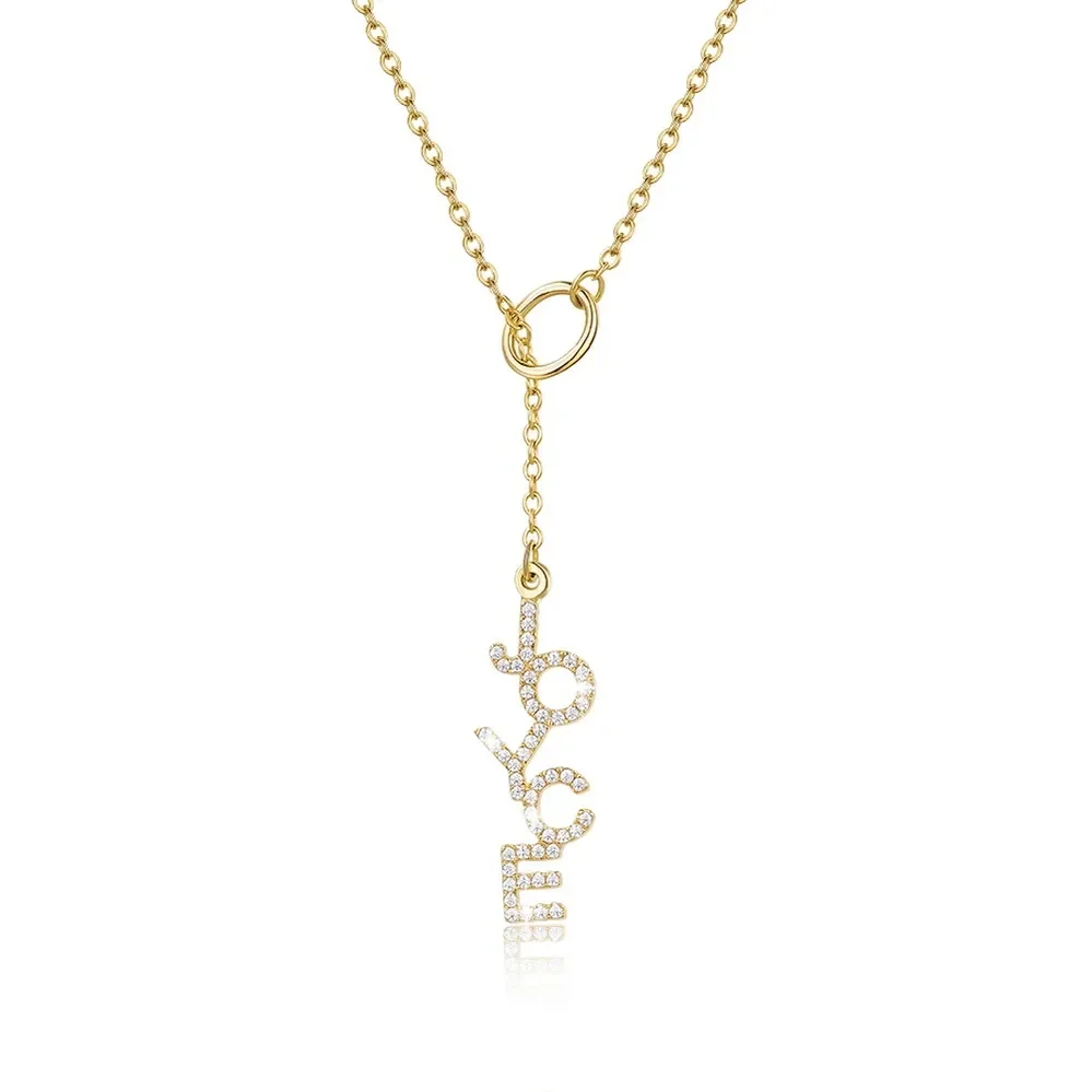 

Personalized Vertical Name Necklace Customized Zircon Letter Pendant Adjustable Chain for Women Christmas Wear Everyday Wedding