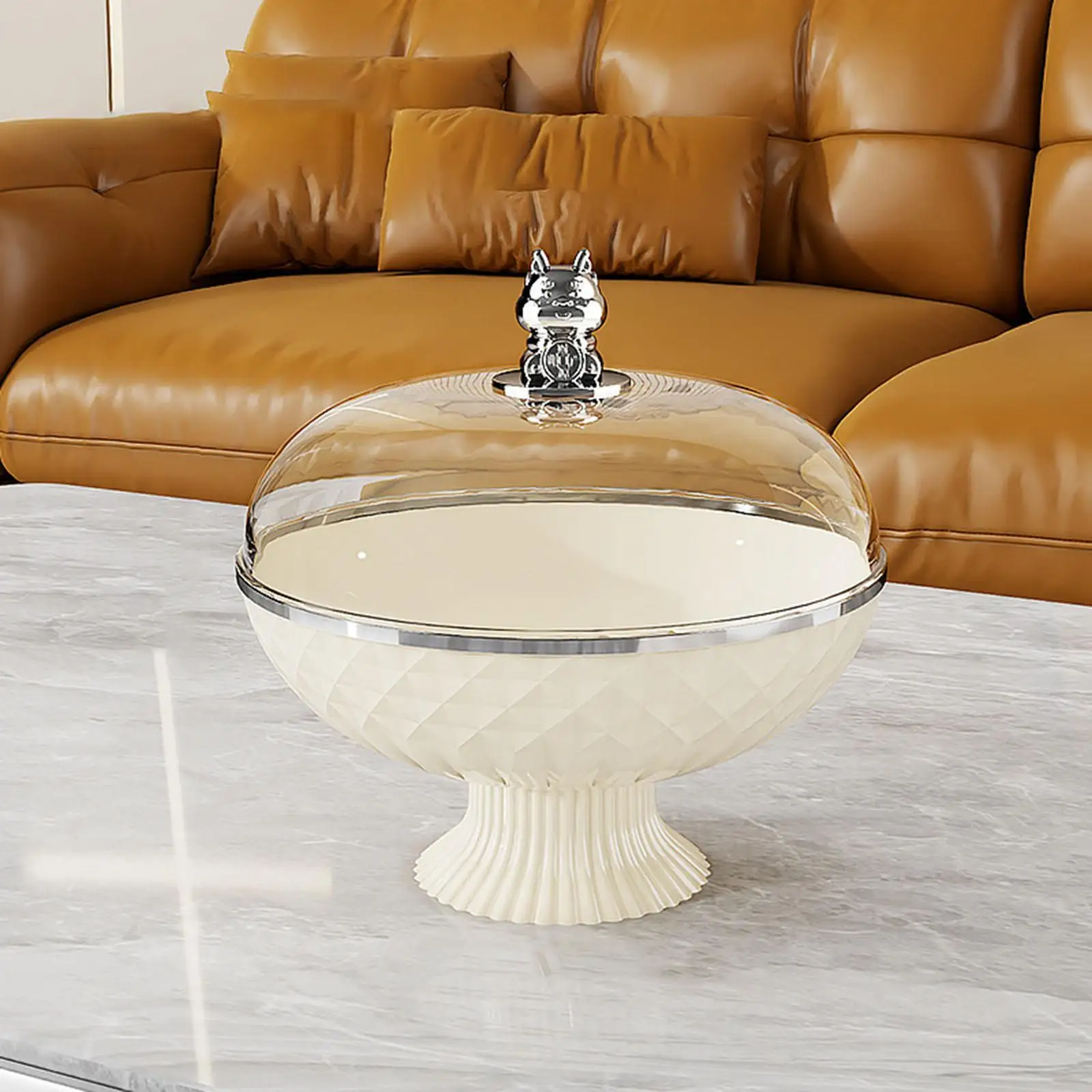 Pedestal Bowl Fruit Bowl with Transparent Lid Snacks Tray Decorative Storage Tray Round Drainage Design for Kitchen Versatile - Image 6