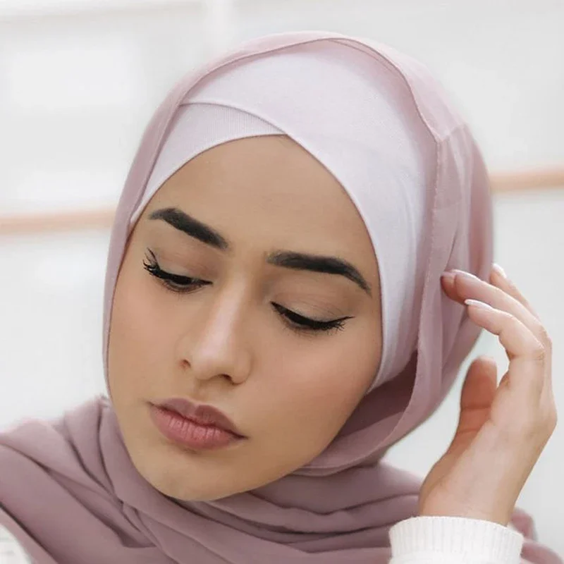 Baumwolle Stirn Kreuz Innere Kappe Muslimischen Unter Schal Kappen Jersey Unter Hijab Motorhaube Femme Musulman Turbante Mujer