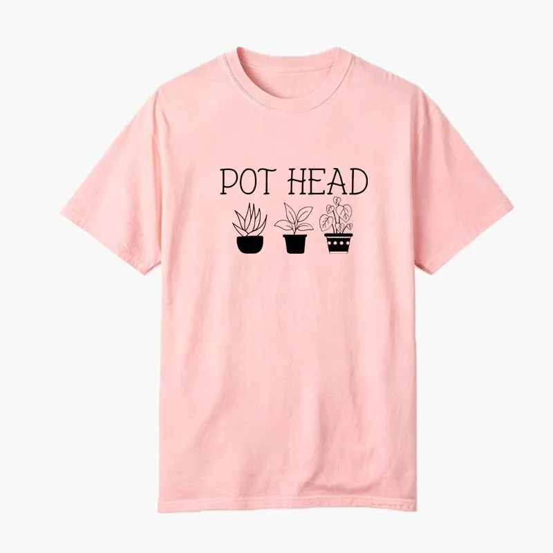 100% Cotton Pot Head T-Shirt Cute House Plants Graphic Tee Funny Succulent Gardener Gift Shirt