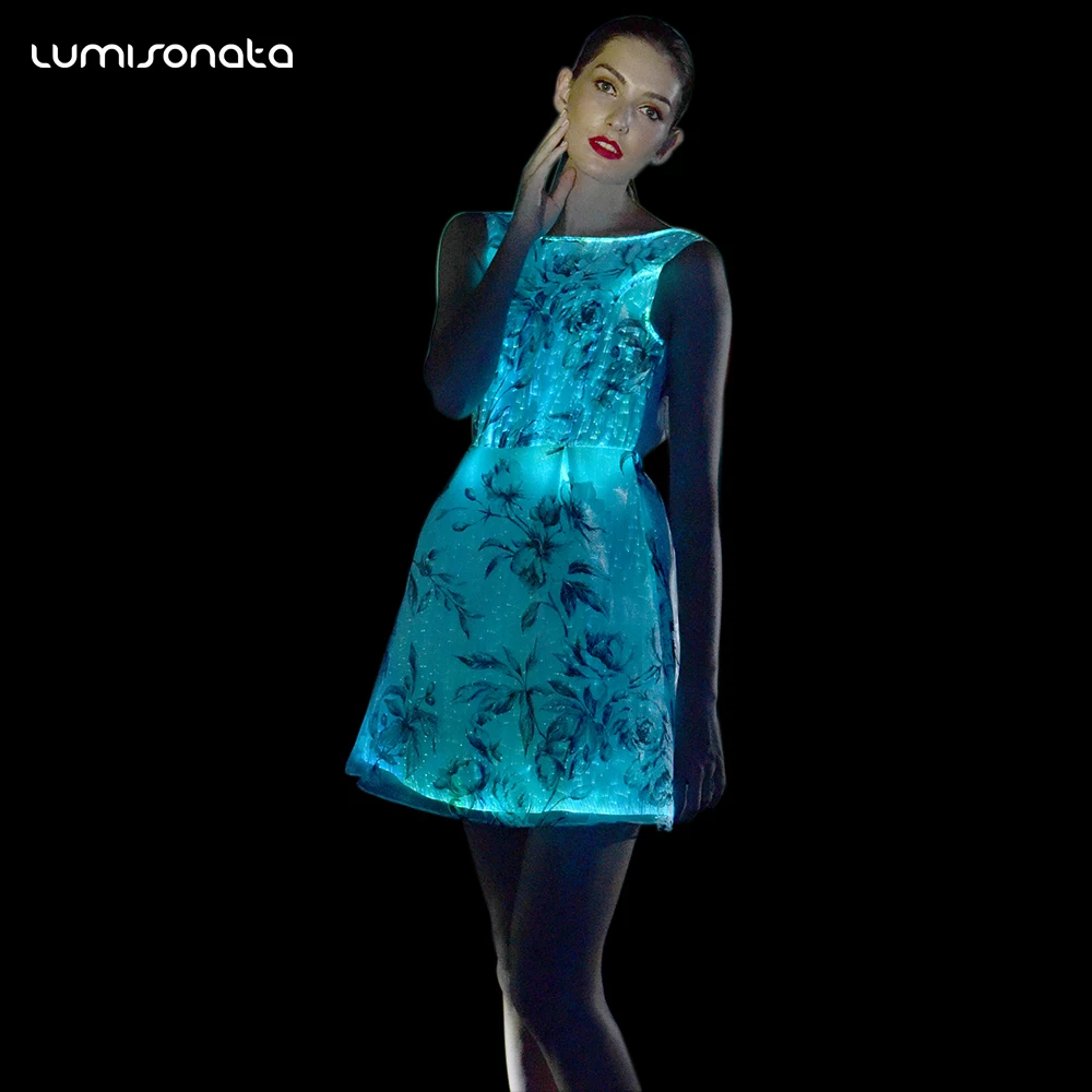 

2022 New Arrivals Fiber Optic Fabric Evening Dress Wedding Custom bridesmaid dresses led light up luminous wedding dresses